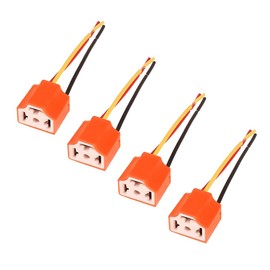 4PCS Car H4 HB2 9003 Wiring Harness Headlight Socket Plug, Automobile Ceramic Heavy Duty Headlight Connector Universal for Vehicles Truck Boat Marine Headlight Fog Light Retrofit