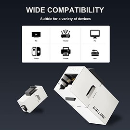 Iwillink Acoplador Cat6 RJ45 Cat6 Acoplador Blindado, Acoplador Ethernet, Conector Keystone Cat6 Hembra a Hembra, Acoplador en Línea STP Keystone, Color Plateado, Paquete de 25