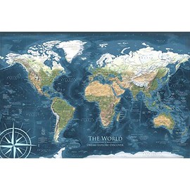 Voyager 2 World Map Poster - The Perfect Travel Gift (24Wx16H inches)