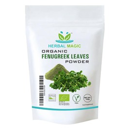 Herbal Magic's Natural Fenugreek leaf Powder (Methi) - Rich Flavoured Smoothies, Shakes, Juices, baking, Soups - Whole Leaf Used -Free from Fillers & Preservatives -100g