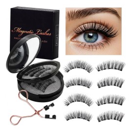 Pestañas Postizas Magnéticas Kit Con Clip 4 Pares Negro C 1.2 Cm 0.1 Mm