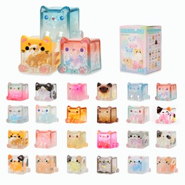 LUCKJOY Square Cat Series Blind Pack (3PCs in one Bag) Random Design Cat Blind Box Figures Collectible Toys Cute Mystery Box Home Decorations Holiday Birthday Gifts