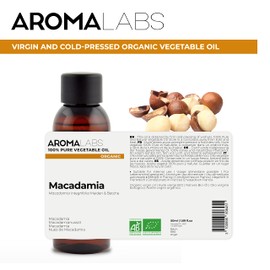 ORGANIC - MACADAMIA Oil - 50mL - 100% Pure, Natural, Cold Pressed and AB Certified - AROMA LABS (French Brand)