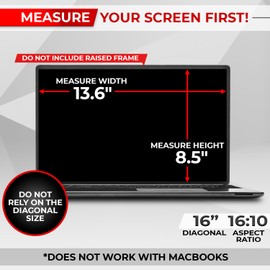 SightPro Magnetic Laptop Privacy Screen 16 Inch 16:10 - Removable Computer Privacy Filter Shield and Anti-Glare Protector