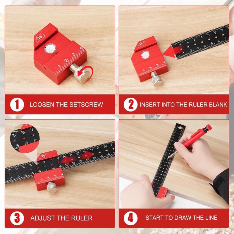 oumuik Marking Ruler, Marking Ruler, 300mm Combination Right Angle Woodworking