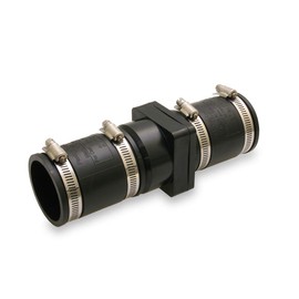 SUPPLY GIANT TQDW44 Plastic Sump Pump Check Valve with PVC Adapters and Stainless Steel Clamps, 2 in. X 2 in, Black
