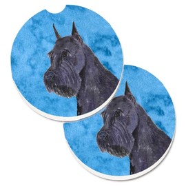 Caroline's Treasures SS4799-BUCARC Blue Schnauzer Set of 2 Cup Holder Car Coasters Absorbent Sandstone Coasters for Car Cup Holders Gifts for Men or Women, Large, Multicolor