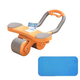 Automatic Abdominal Wheel With Countdown Timer, Automatic Rebound, Building Abdominal Muscles, Home Fitness Equipment, Orange, smart timing models complimentary kneeling pads - Color: Style 2