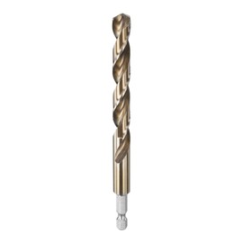 sourcing map 1/4" Hex Shank Drill Bit 27/64" Gold Oxide M35 High Speed Steel Twist Drill Bit 135 Degree Split Point Tip Drilling Tool with Quick Change Hex Shank for Metal Wood Plastic