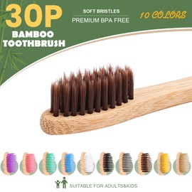 Navona 30 PCS Bamboo Toothbrushes, BPA Free Soft Bristles Toothbrush for Adults, Box of Two Kids Bamboo Toothbrushes Pack, Eco-Friendly Natural Wooden Toothbrush Bulk