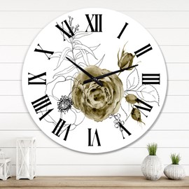 Designart 'Anemone Bouquet Flower With Eucalyptus Branches I' Traditional wall - 36 in. high, 36 In. Wide