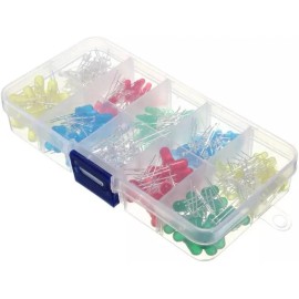 Unbranded 300Pcs 5mm 3mm LED Light Kit Yellow White Blue Red Green Assortment with Case