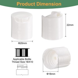 uxcell 30pcs PP Plastic Disc Top Caps, 18/410 Replacement Press Caps Durable Dispensing Lids for Squeeze Bottles, Refillable Bottles, Plastic, Empty, Shampoo Bottles, White