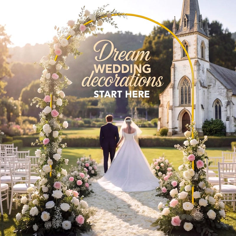 Xizlapu 7.5FT Round Metal Wedding Arch Backdrop Stand with Stable