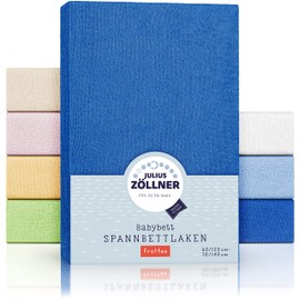 Julius Zöllner 8300113300 - fitted sheet terry for children's bed, size: 60x120 cm / 70x140 cm, color: blue