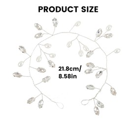 Bride Wedding Rhinestone Hair Vine, Silver Crystal Hair Piece Pearl Bridal Hair Accessories for Brides Bridesmaids Women and Girls (Silver)