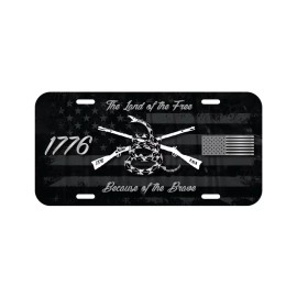 BLVD LAND OF FREE & BRAVE 1776 USA US FLAG Patriot Vehicle License Plate Auto Car Tag