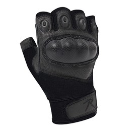 Rothco Fingerless Cut Resistant Carbon Hard Knuckle Gloves - Black - S