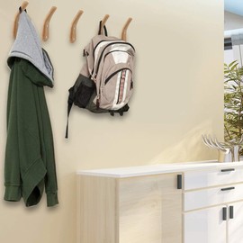 SOONHUA Pack of 2 Wall Hooks Wooden Wall Coat Hooks Wood Vintage Natural Beech Wood Hook Hat Coat Towel Organiser Hanger for the Entrance Kitchen Wardrobe Living Room