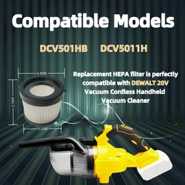 DCV501HB DCV5011H Replacement HEPA Filter Compatible with DEWALT DCV501HB 20V Vacuum Cordless Handheld Vacuum.1 Brush（4 Packs）