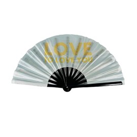 TAINOWEARS 13" Rave Hand Fans – Large Folding Bamboo Fan with Loud Clack | Festival & Pride Accessory with Glitter, Solid Colors & Bold Designs Love to love you Large