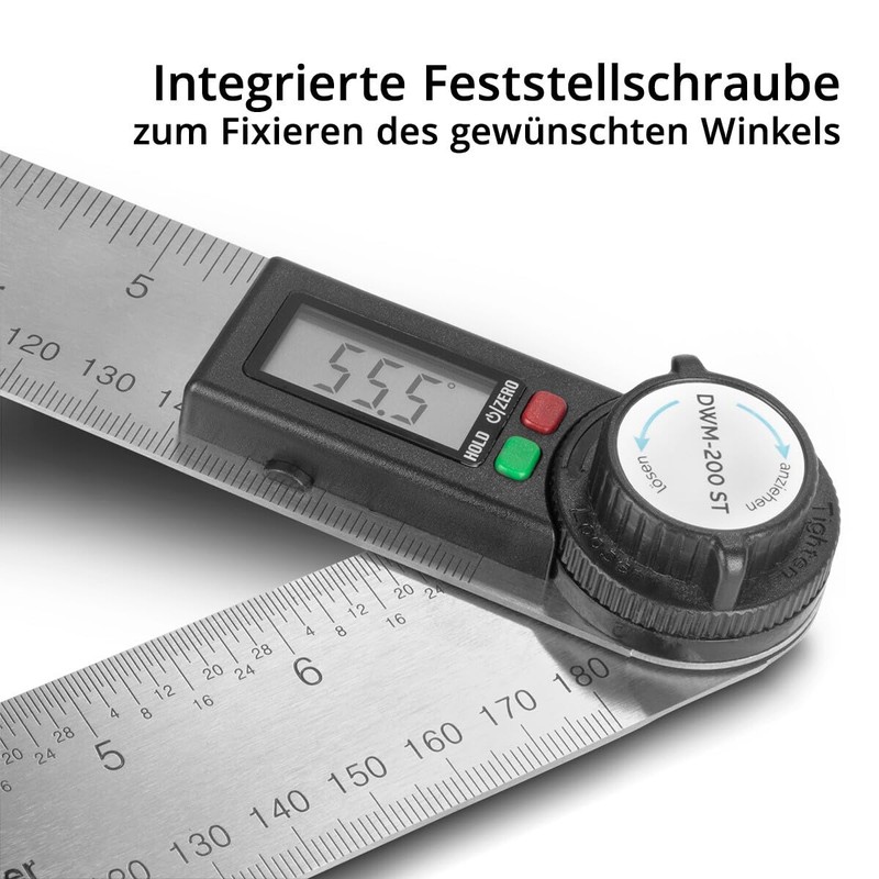 STAHLWERK Digital Protractor DWM-200 ST with 180 mm Measuring Range
