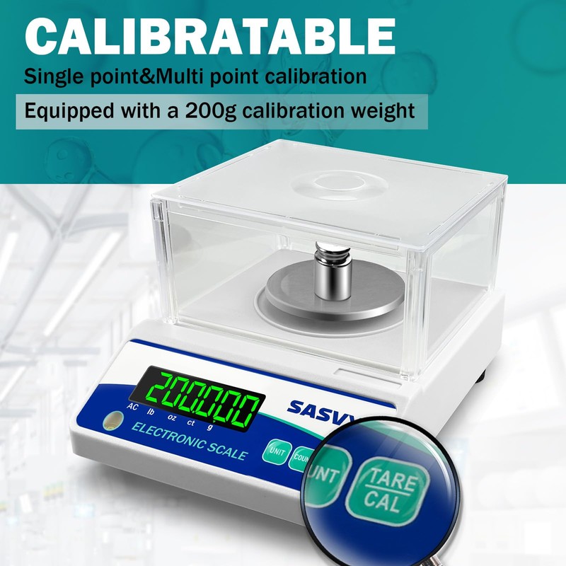 SASVY Lab Scale 500g x 0.001g Scientific Scale g/oz/ct/lb High