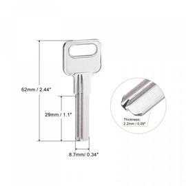 sourcing map Pack of 10 Key Blanks 29 mm Length 2 Slots Brass Replacement Uncut Replacement Tool