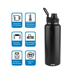 Botella Agua Fría Caliente 1.2 L Termo Acero Inoxidable