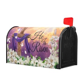 He is Risen Easter Watercolor Mailbox Cover Welcome Spring Floral Mailbox Covers Magnetic Standard Size 21" X 18" Happy Easter Mailbox Wrap Post Letter Box Cover Decor for Home Outdoor Yard Garden