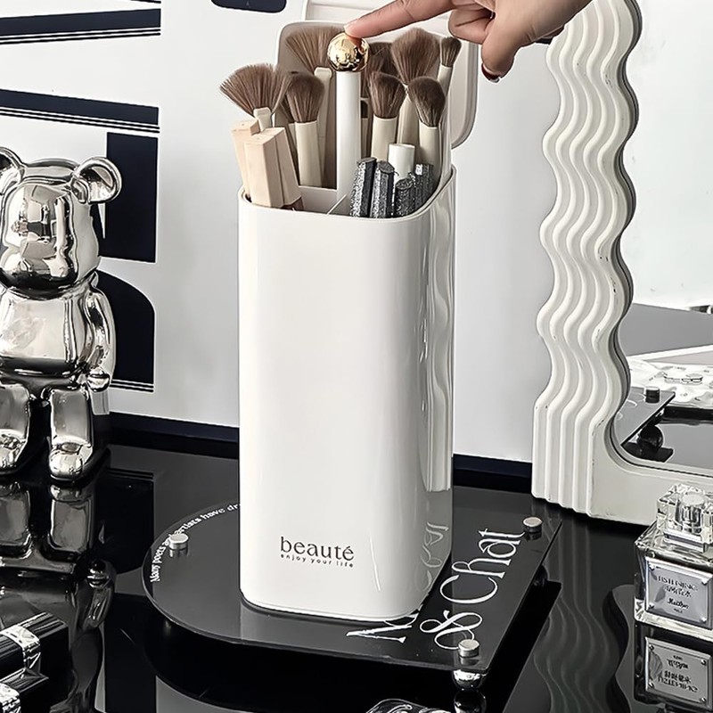 Esdallina Automatic Lifting Makeup Brush Holder with Lid Dustproof Cosmetic