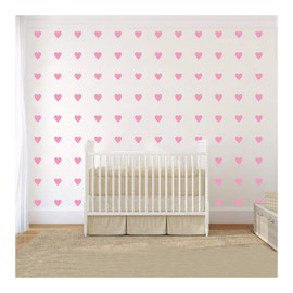 2inchx100 Pieces DIY Heart Wall Decal Vinyl Sticker for Baby Kids Children Boy Girl Bedroom Decor Removable Nursery Decoration (Soft Pink)