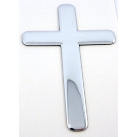 Jesus Cross Chrome Finish Decal Emblem 3D Sticker car Bike auto 2"x3"
