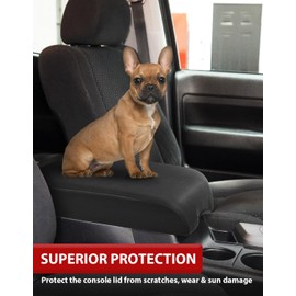 KBH Center Console Armrest Cover for Toyota Tundra 2007-2013 & Toyota Sequoia 2008-2022, Polyester Fabric, Car Middle Console Lid Protector, Anti-Scratch, Black