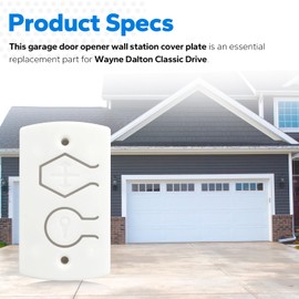 White Two Button Cover Plate with Garage Door Wire 35265B, Compatible with Wayne Dalton Garage Door Wall Station 309961 3976 Remote Opener - Fits Models: 3018, 3522DLX, 3413, 3414, 3322B-Z