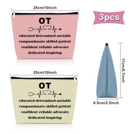 3PCS Occupational Therapist Gifts Makeup Bag Occupational Therapy Gifts for Therapist Future OT Assistant Gifts Cosmetic Bag OT Thank You Appreciation Gifts Retirement Birthday Gift Travel Pouch