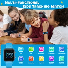 Timever Kids Digital Watches for Boys Girls, Sports Watch with Fitness Tracker, Pedometer, Alarm Clocks, Stopwatch, No App Needed Waterproof Kids Watch, Gift for Teens Student Girls Boys Ages 5-14