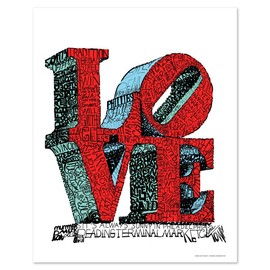Love Word Art - Unframed 16x20 - Handwritten with Things Philadelphians Love - Philadelphia Gifts & Decor
