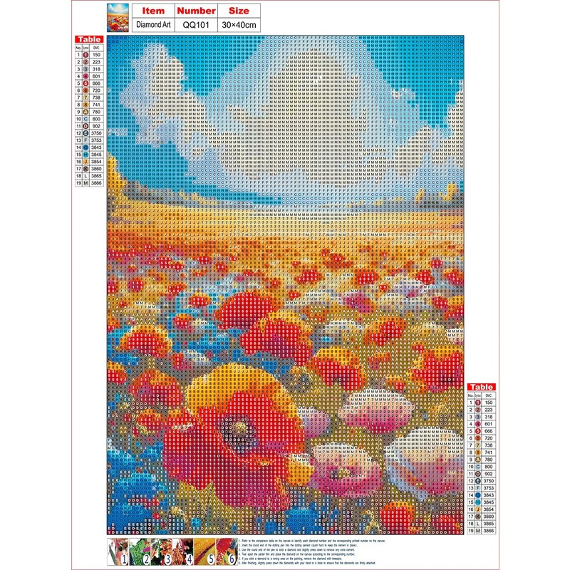 QQYRHN 5D Sea of Flowers Diamond Painting Kit for Adults