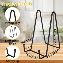 MIVIDE Easel Plate Stand, 6 Inch Plate Stand, Metal, Black, Plate Holder Stand for Plates, Books, Photos, Tablets (Black)