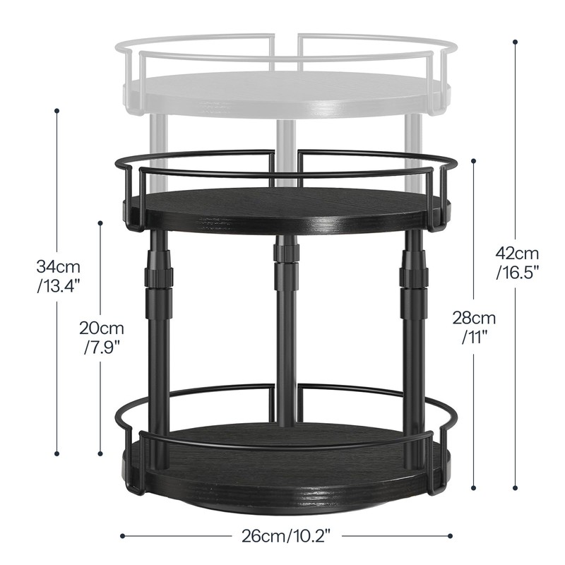 HOOBRO Lazy Susan Organizer Spice Rack, 2-Tier Height Adjustable Rotating