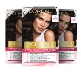 L'Oréal Paris Excellence Cream Pack of 3 x 268 g 3 Dark Brown