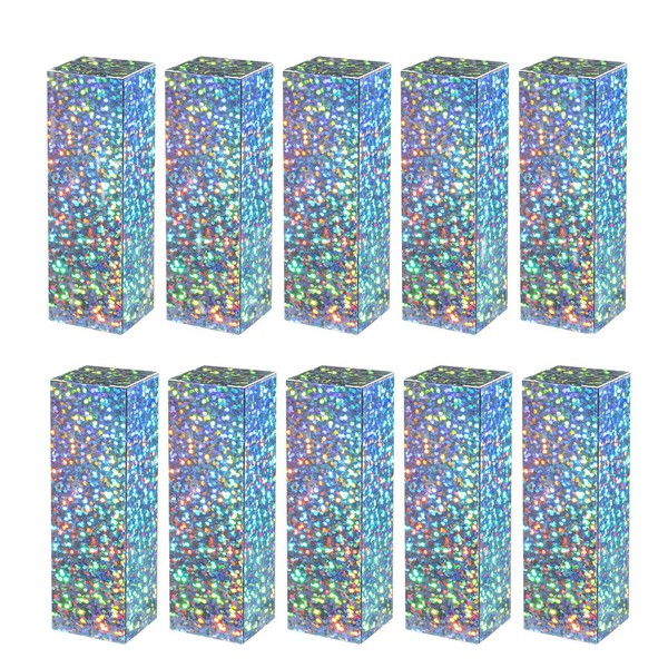 Healthcom 100 Pcs Paper Gift Grocery Box Shiny Laser Silver Lipstick Tube Packaging Box Kraft Paper Lip Gloss Tube Wrapping Makeup Favor Packaging Containers Cosmetics Essential Oil Bottle Storage Box