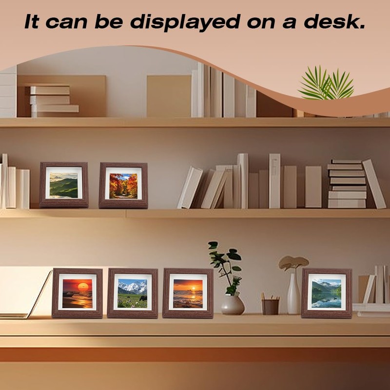 INTERWARM 10Pcs Wooden Square Photo Frame for Tabletop & Wall