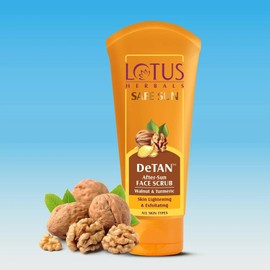 Herbal's Safe-Sun DeTAN Face Scrub, Walnut and Turmeric, All Skin Types, 100g
