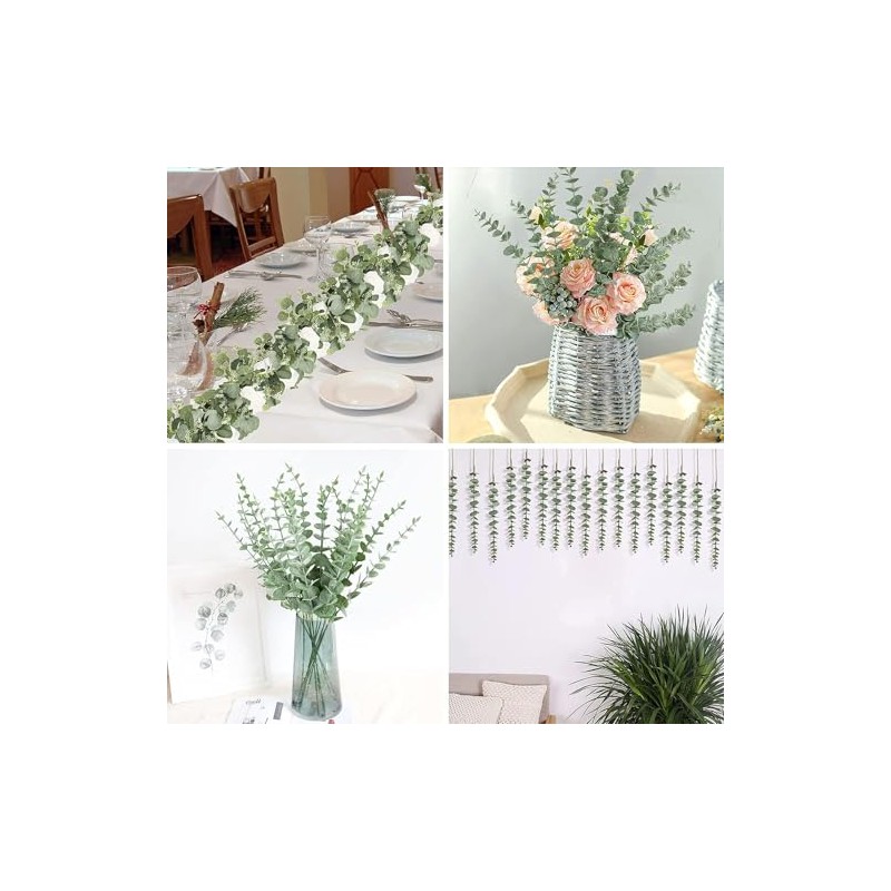 24PCS Tallos de Eucalipto Artificiales,Tallos de Eucalipto para Decoración de