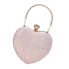 PACKOVE Dinner Bag Heart Purse for Bridal Clutch Purse Clutch Purses for Wedding Party Bag Clutch Bags Clutch Bag for Dinner Party Shoulder Bag, pink