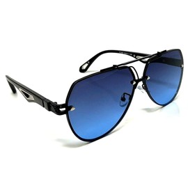 Dweebzilla Oversized Classic Pilot Sport Aviator Sunglasses (Black Frame - Blue Gradient Lenses)