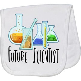 inktastic Future Scientist with Beakers, Test Tubes and Formulas Baby Burp Cloth White 3a132