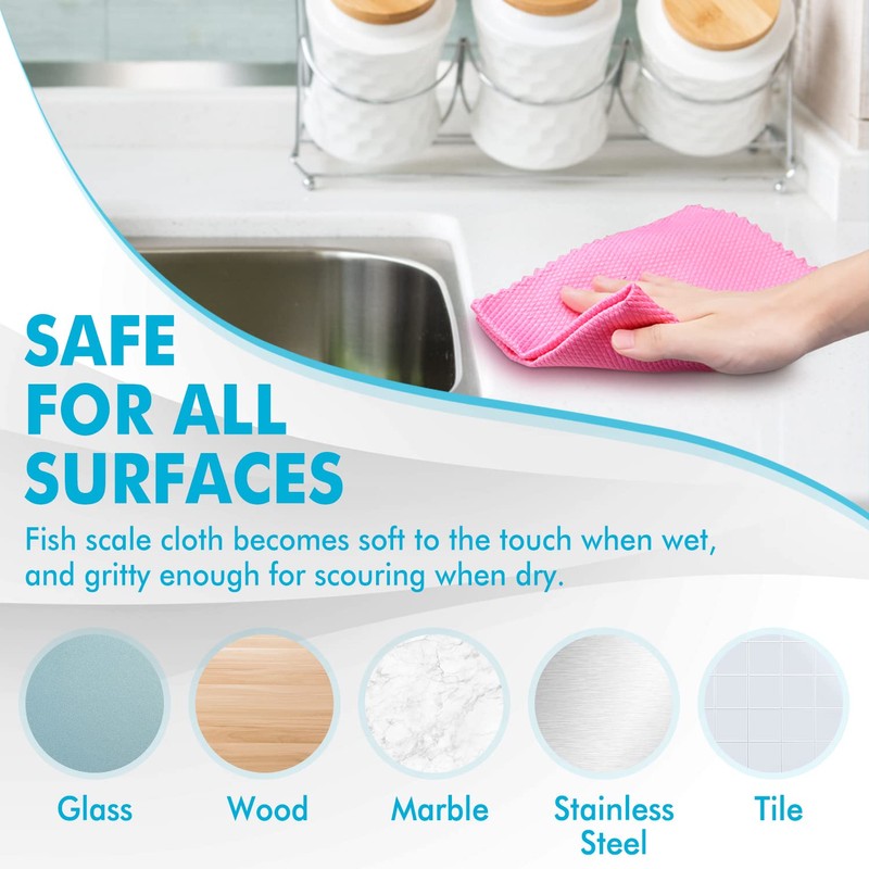 Streak Free Miracle Cleaning Cloths Easy Clean Nanoscale,Fish Scale Microfiber